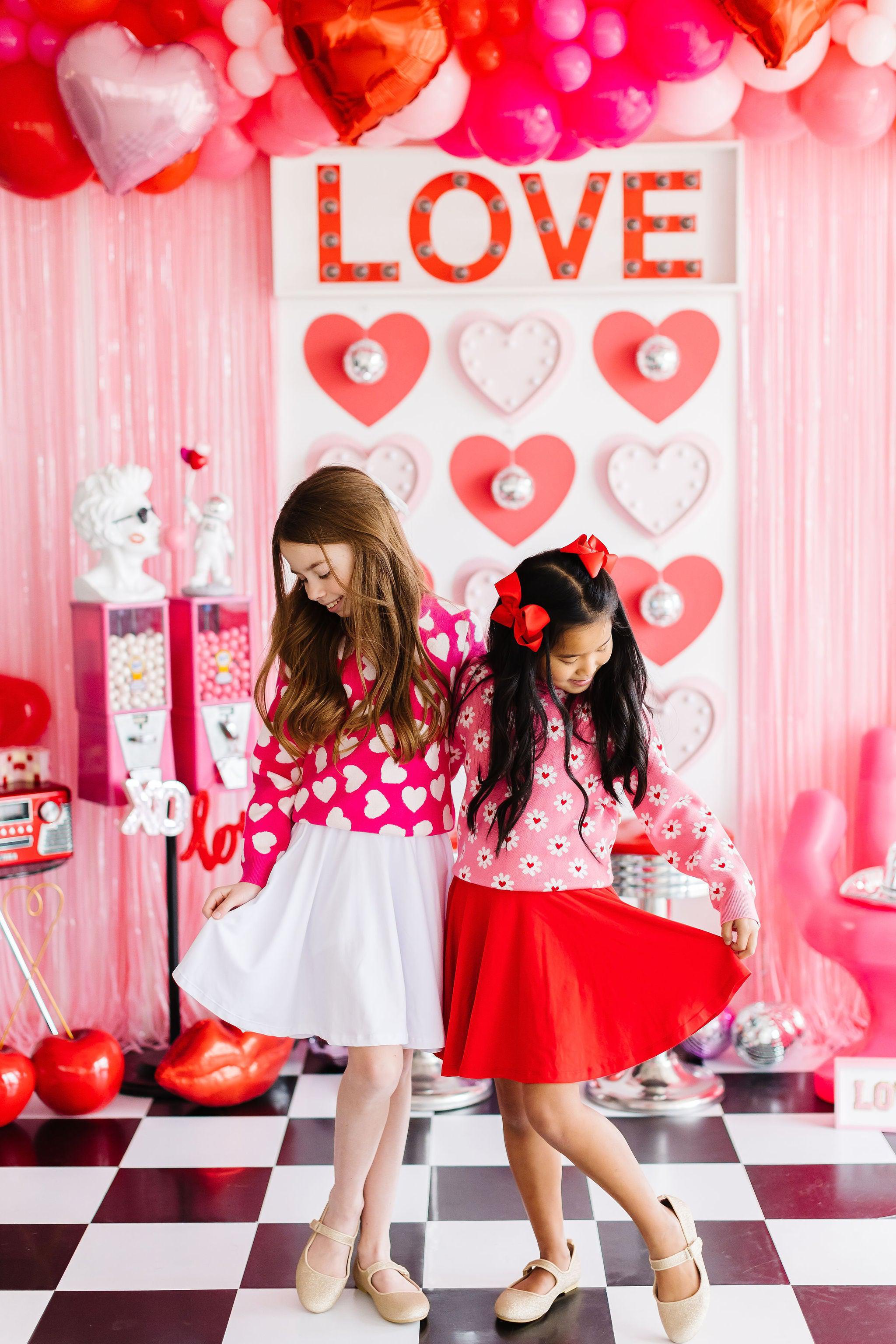 Hot Pink Hearts Sweater - Aaria Tees Aaria Tees
