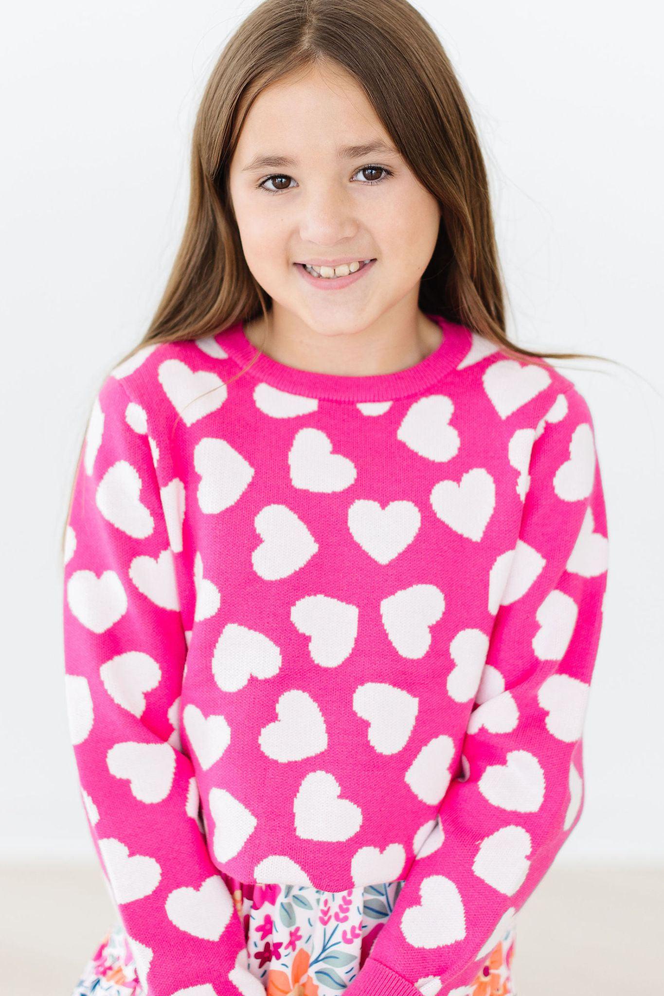 Hot Pink Hearts Sweater - Aaria Tees Aaria Tees