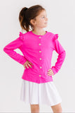 Hot Pink Ruffle Cardigan - Aaria Tees Aaria Tees