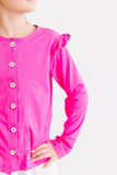 Hot Pink Ruffle Cardigan - Aaria Tees Aaria Tees