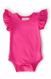 Hot Pink S/S Flutter Bodysuit - Aaria Tees Aaria Tees