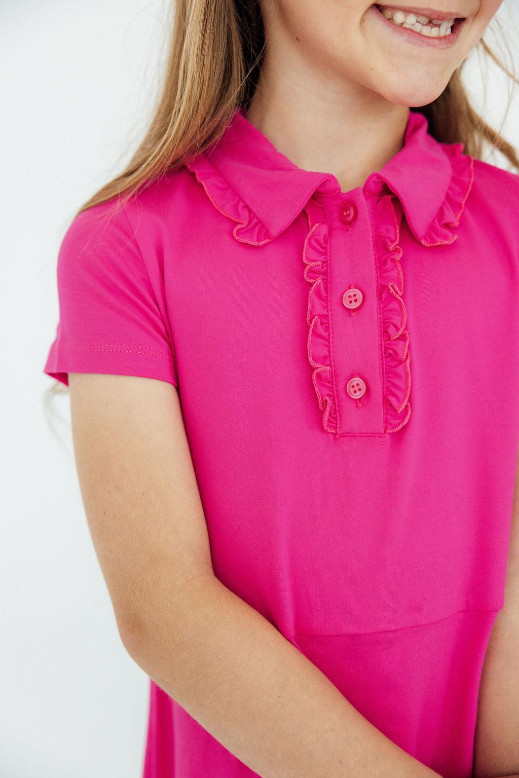 Hot Pink S/S Polo Dress - Aaria Tees Aaria Tees
