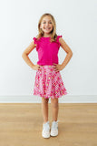 Hot Pink S/S Ruffle Tee - Aaria Tees Aaria Tees