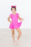 Hot Pink S/S Twirl Leotard - Aaria Tees Aaria Tees