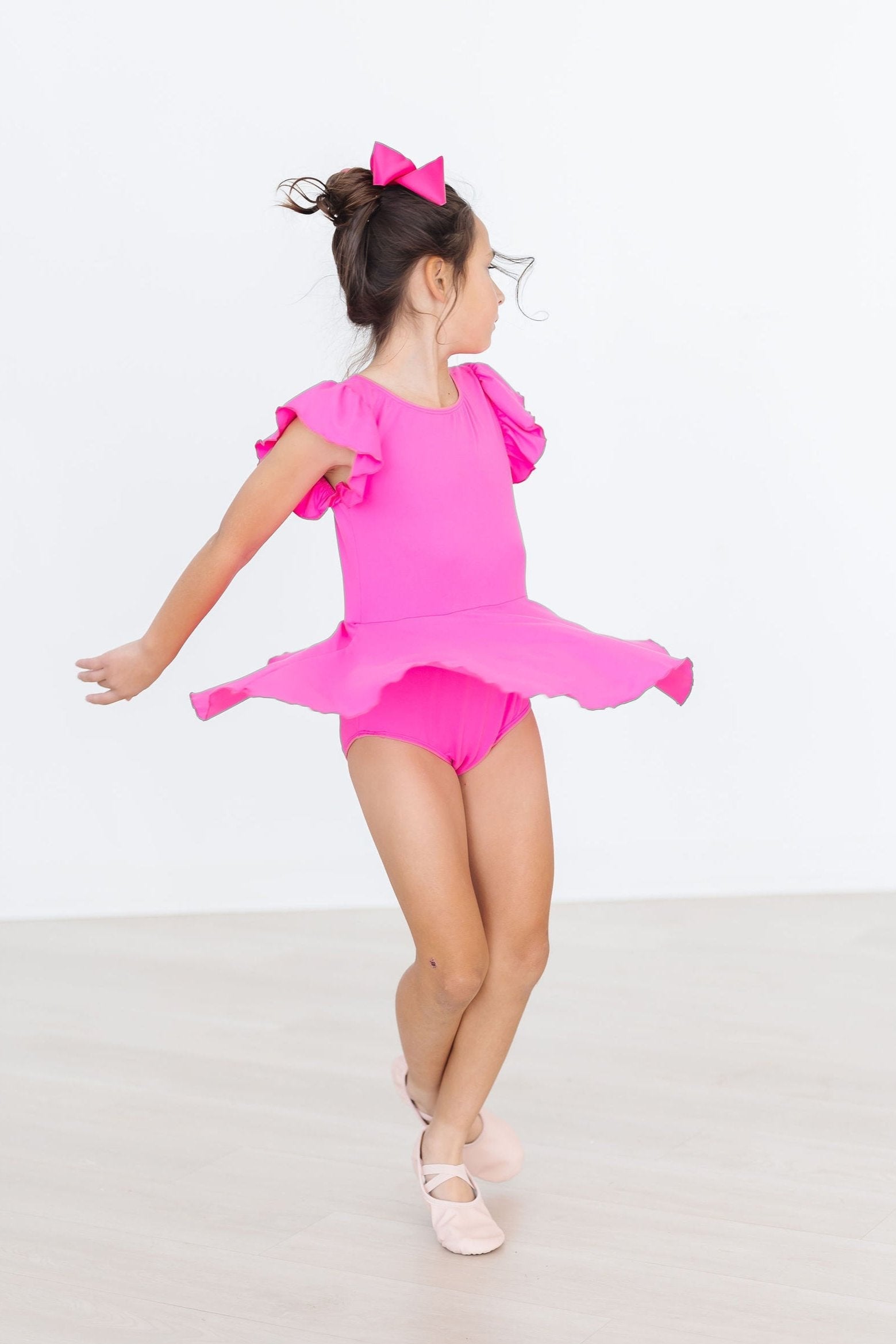 Hot Pink S/S Twirl Leotard - Aaria Tees Aaria Tees