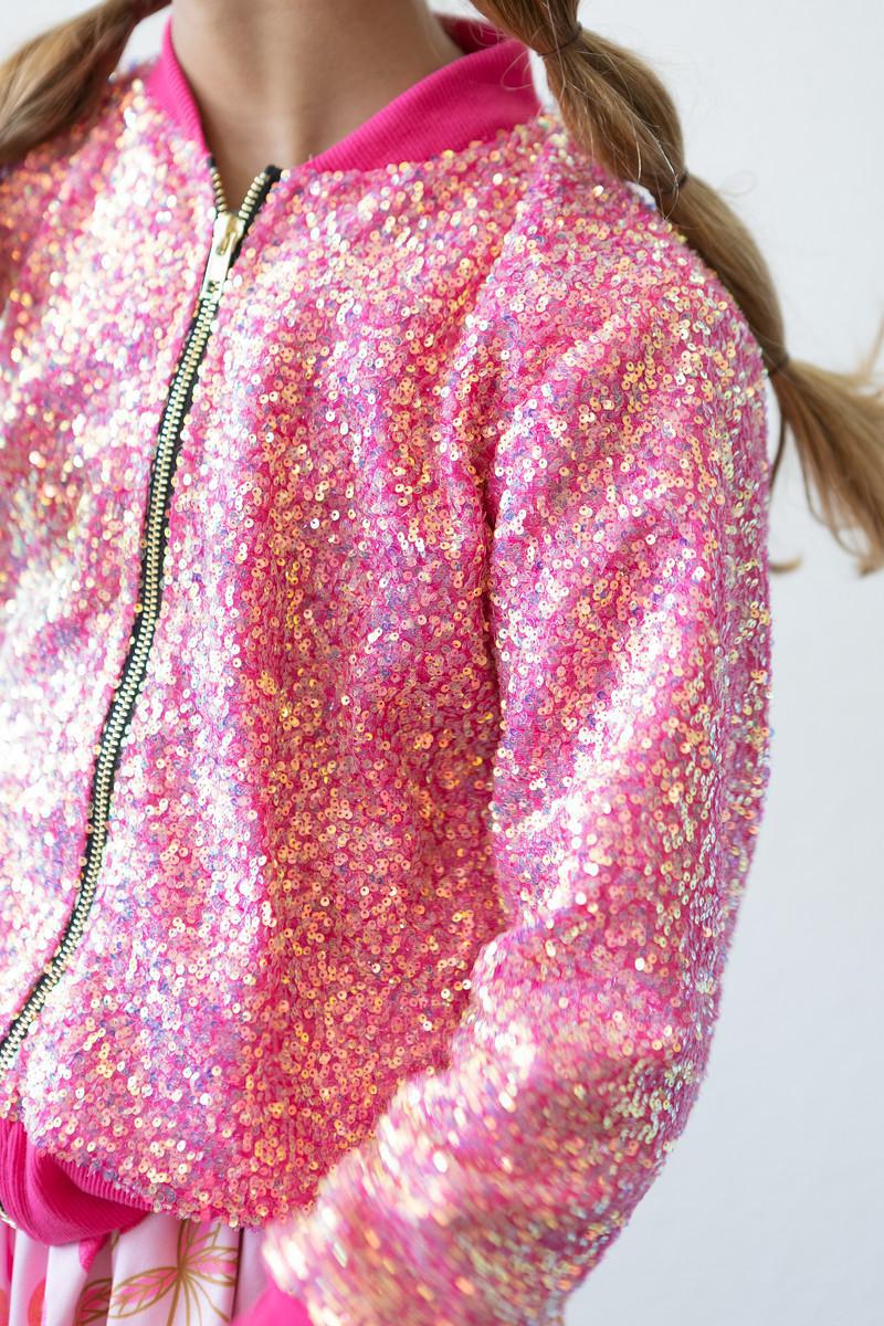 Hot Pink Sequin Jacket - Aaria Tees Aaria Tees