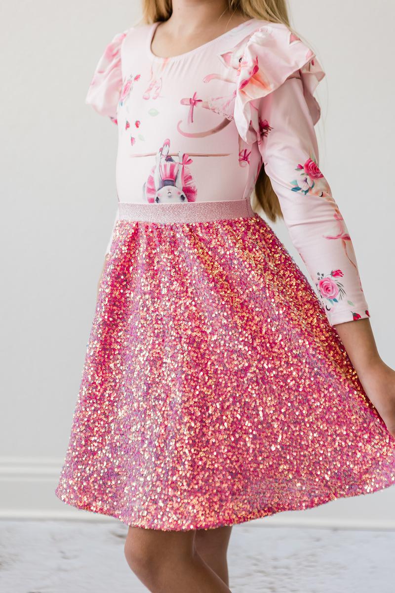 Hot Pink Sequin Twirl Skort - Aaria Tees Aaria Tees