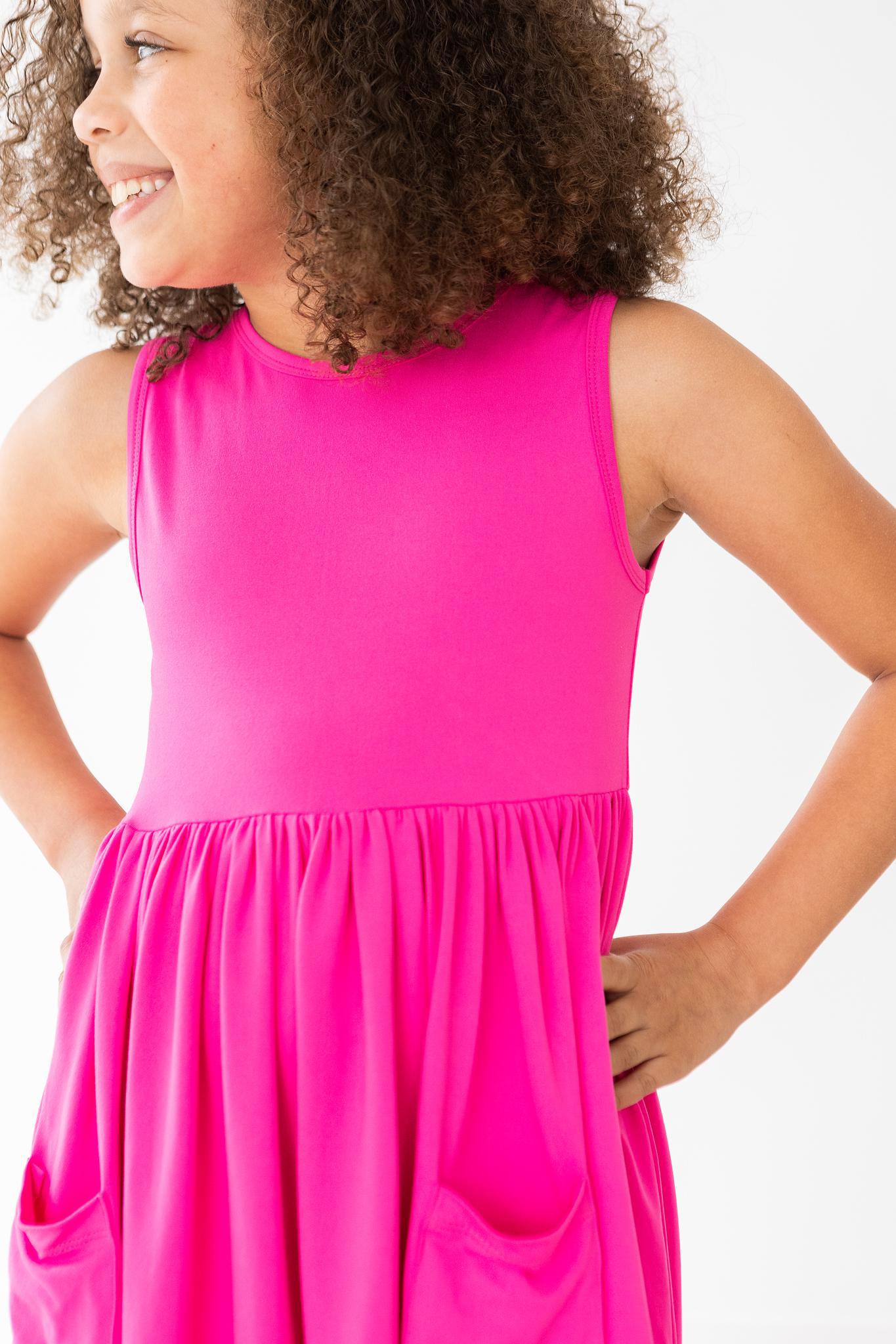 Hot Pink Tank Pocket Twirl Dress - Aaria Tees Aaria Tees