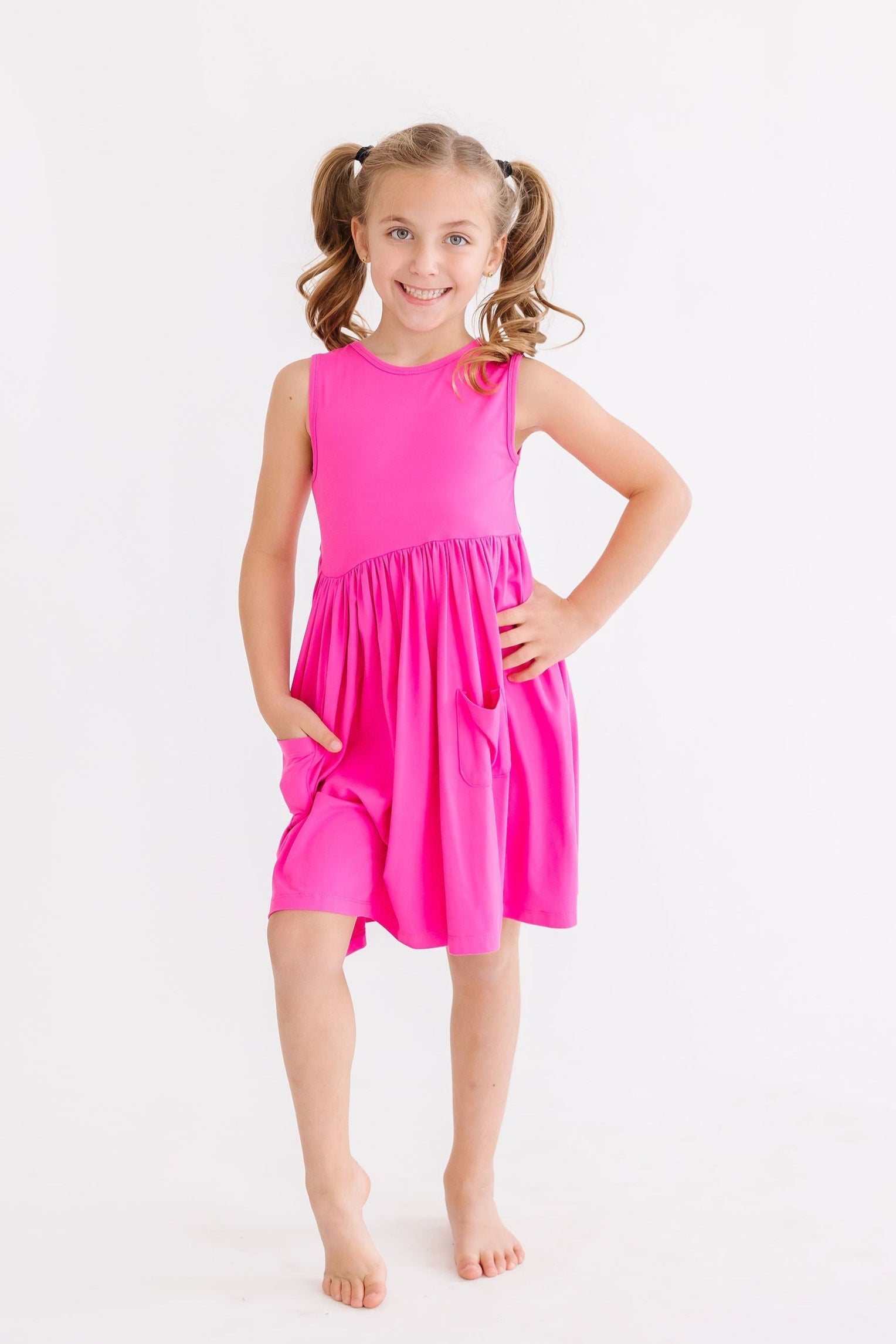 Hot Pink Tank Pocket Twirl Dress - Aaria Tees Aaria Tees