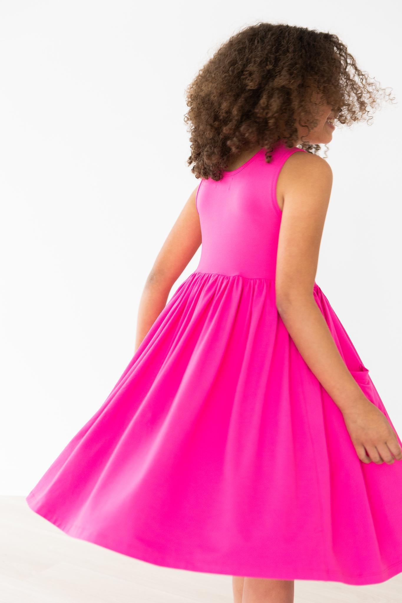 Hot Pink Tank Pocket Twirl Dress - Aaria Tees Aaria Tees