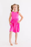 Hot Pink Tank Pocket Twirl Dress - Aaria Tees Aaria Tees