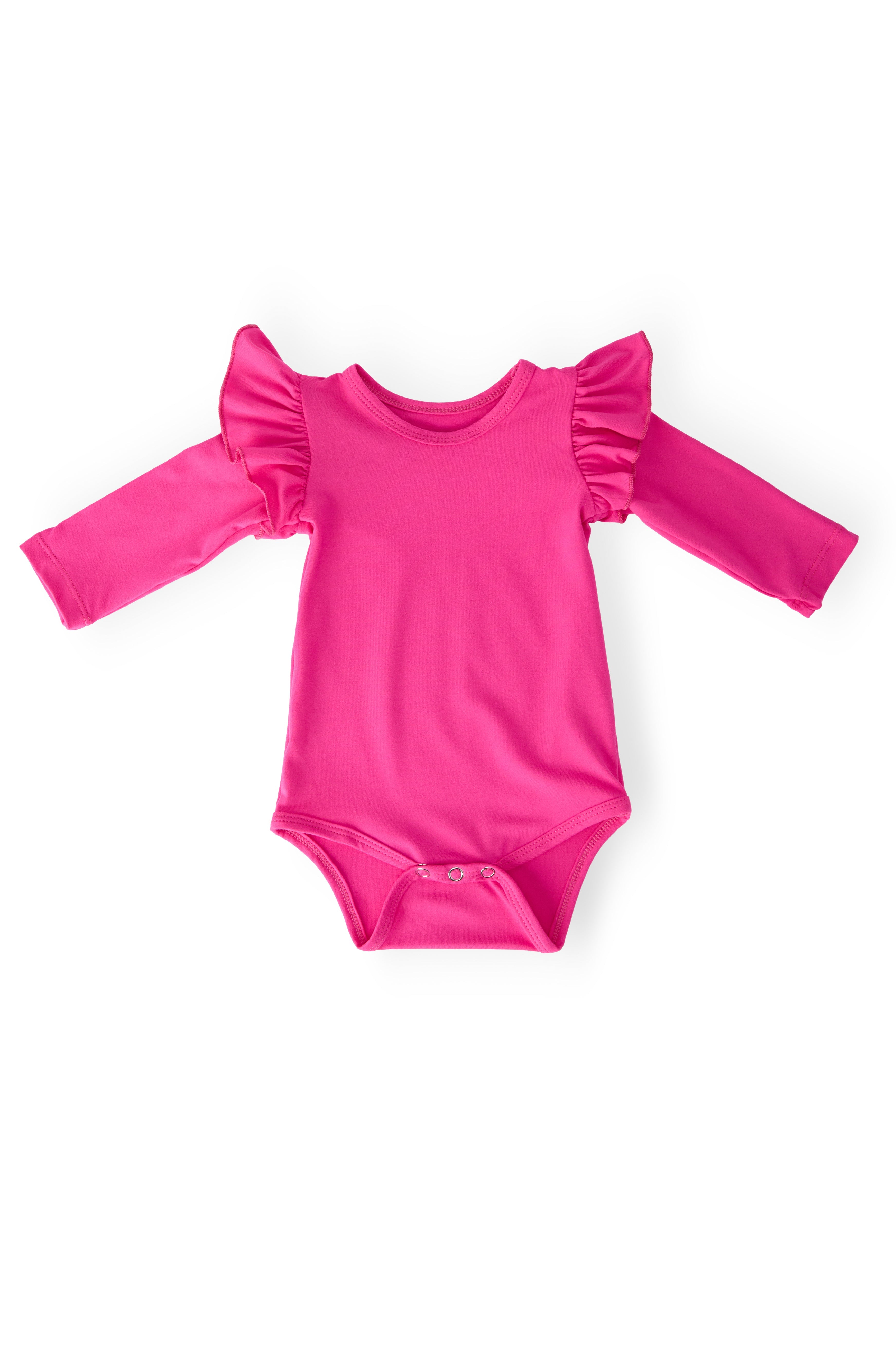 Hot Pink L/S Flutter Bodysuit - Aaria Tees Aaria Tees