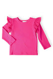 Hot Pink L/S Ruffle Tee - Aaria Tees Aaria Tees