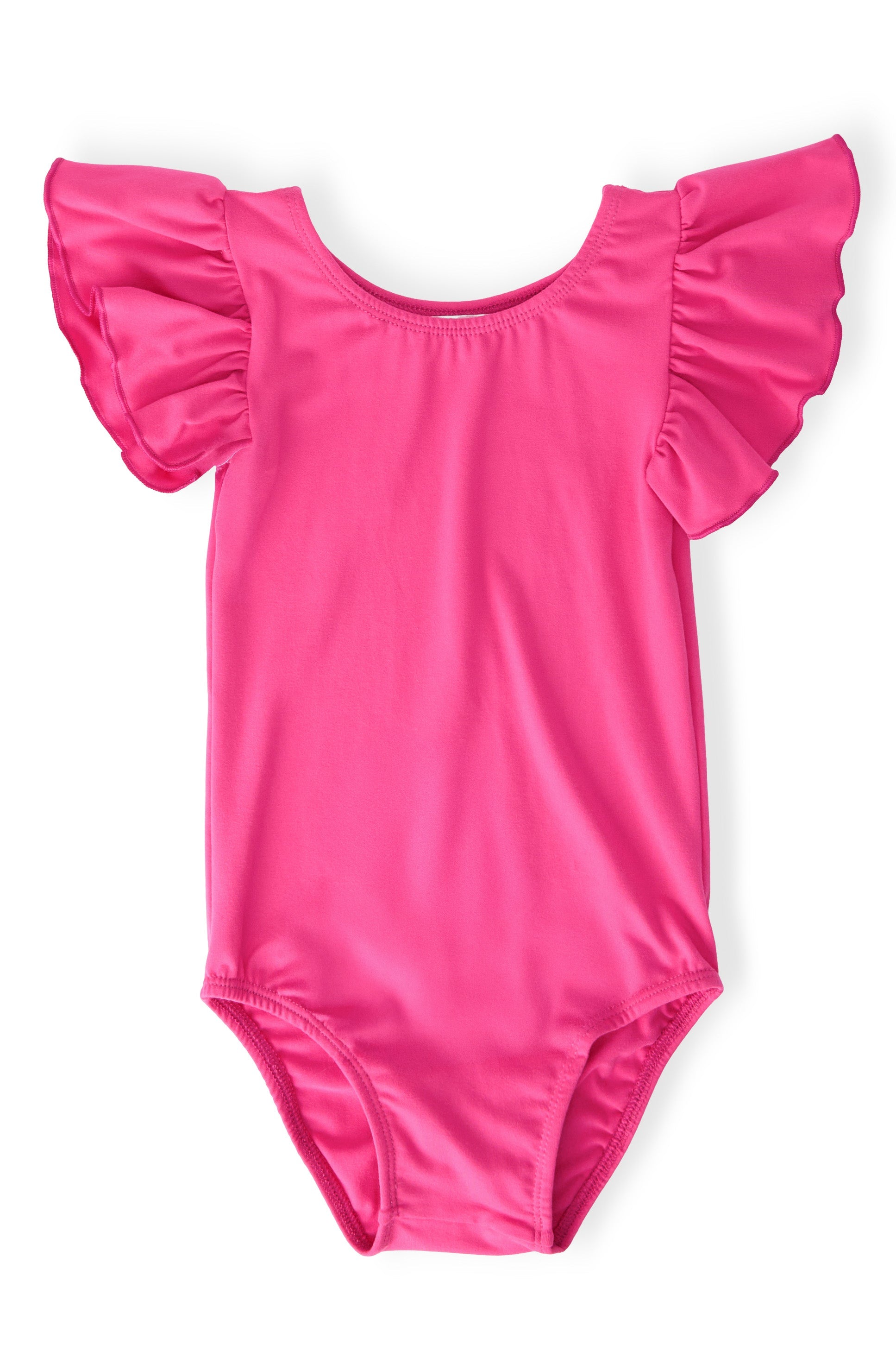 Hot Pink S/S Flutter Sleeve Leotard - Aaria Tees Aaria Tees