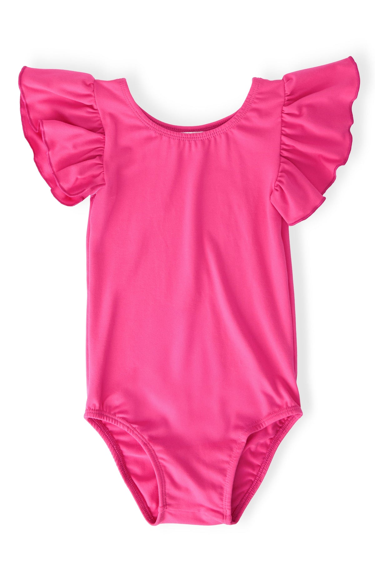 Hot Pink S/S Flutter Sleeve Leotard - Aaria Tees