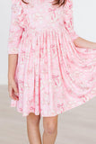 Howdy 3/4 Sleeve Ruffle Twirl Dress - Aaria Tees Aaria Tees