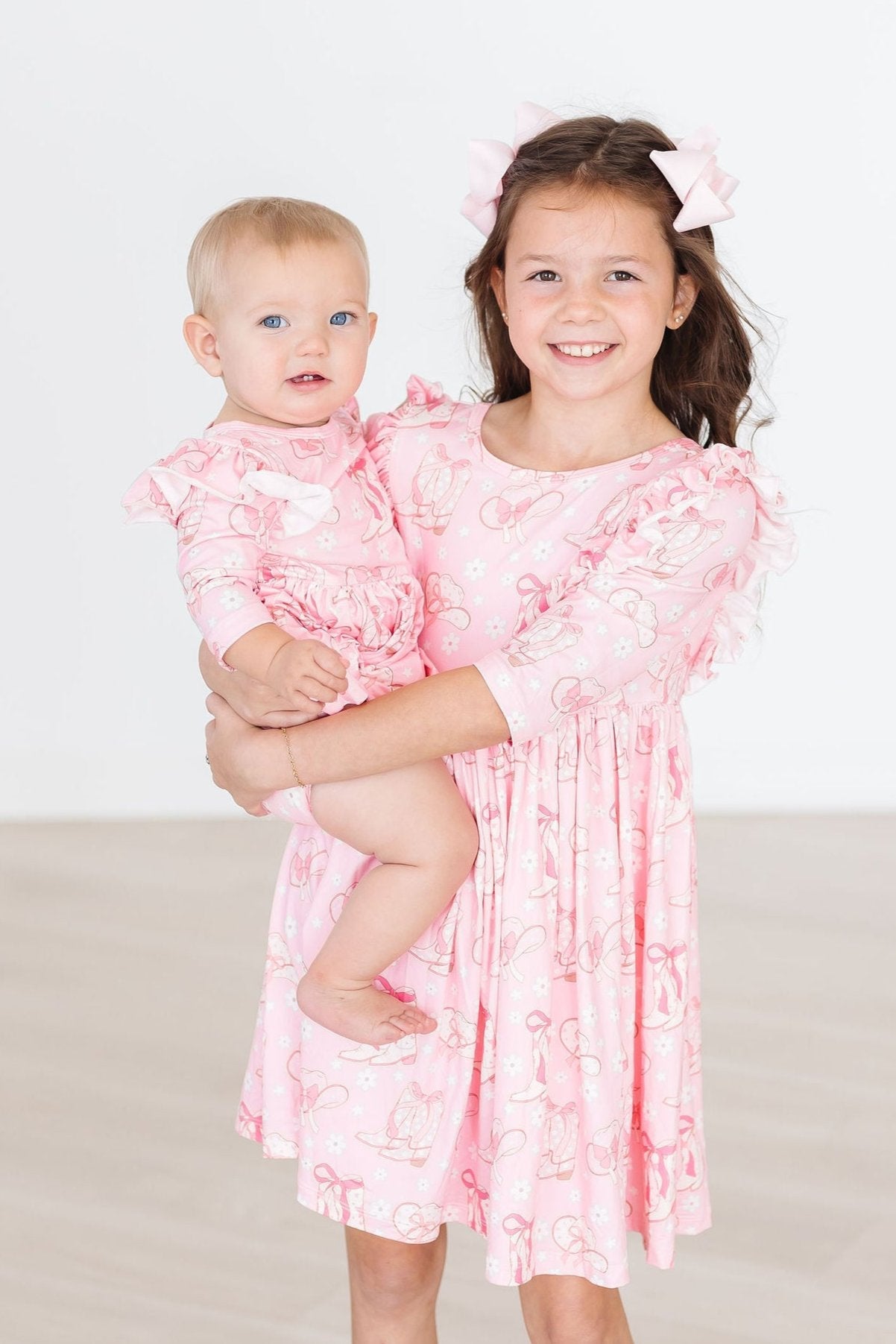 Howdy 3/4 Sleeve Ruffle Twirl Dress - Aaria Tees Aaria Tees