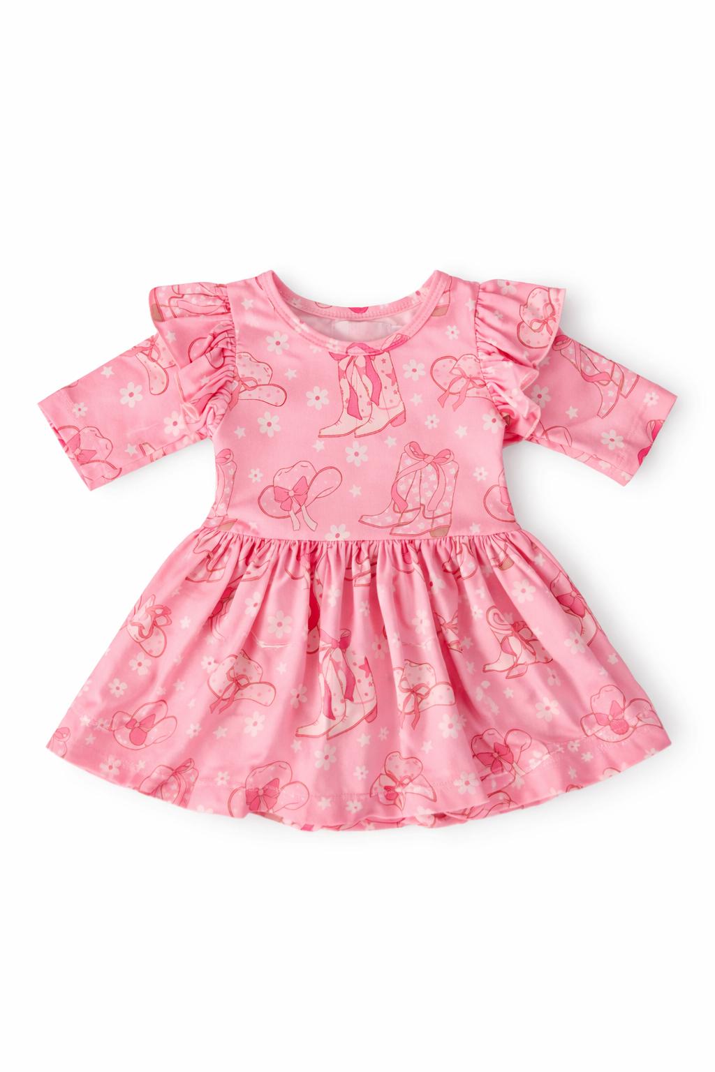 Howdy 3/4 Sleeve Flutter Twirl Bodysuit - Aaria Tees