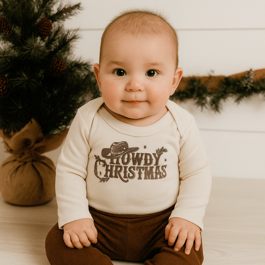 long sleeve graphic bodysuit | howdy christmas - Aaria Tees Aaria Tees