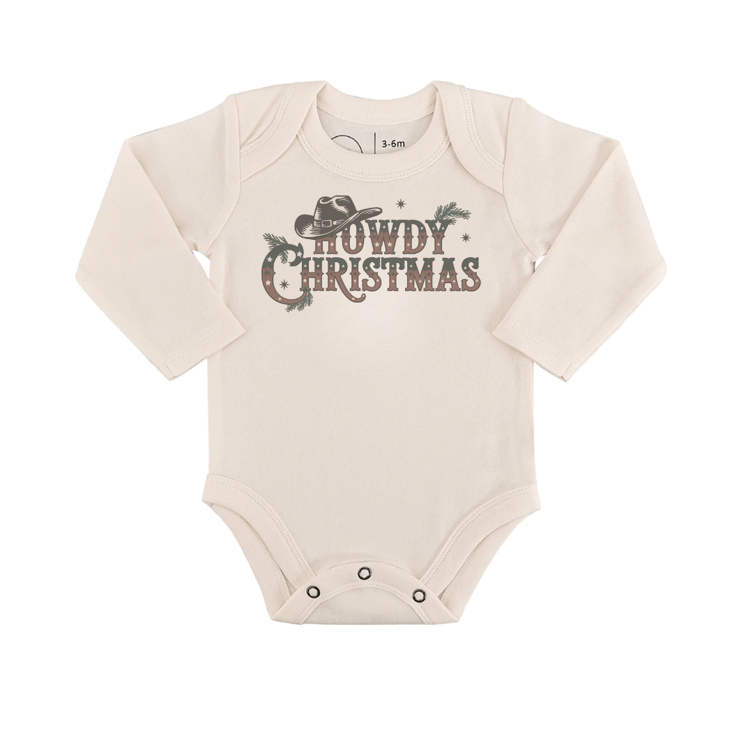 long sleeve graphic bodysuit | howdy christmas - Aaria Tees