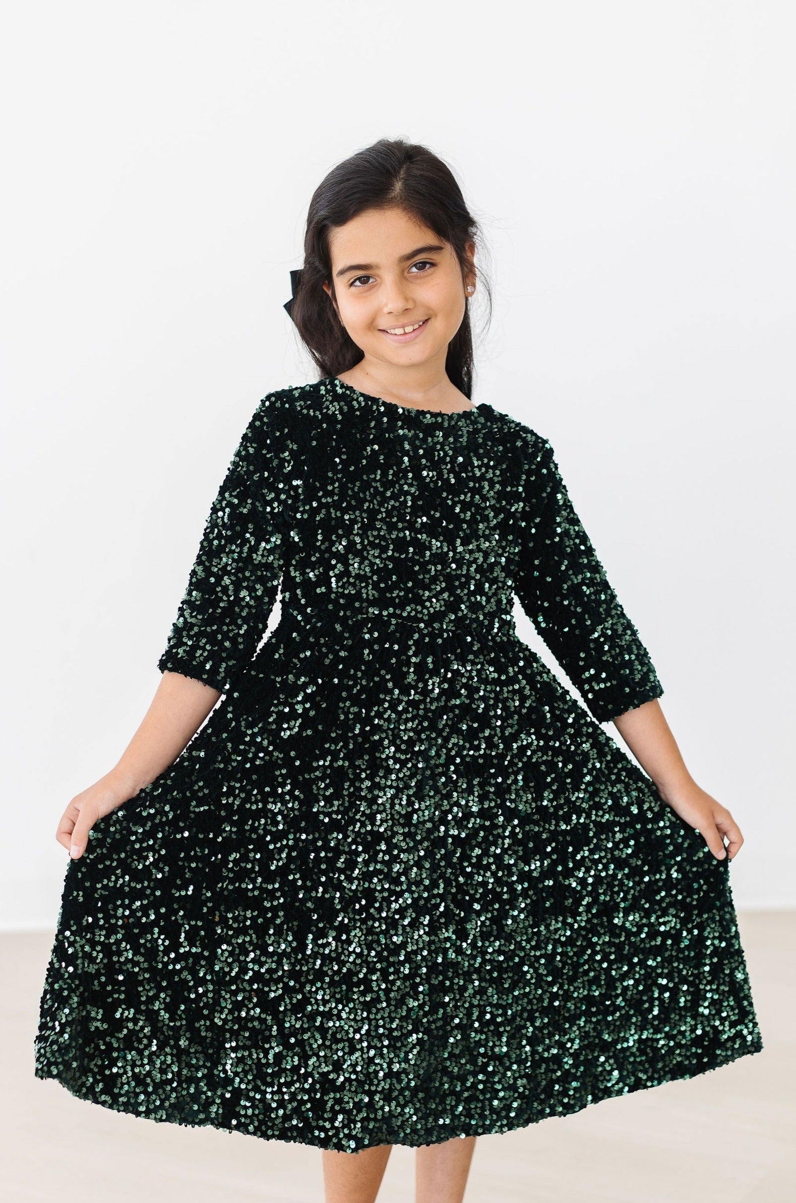 Hunter Green Velvet Sequin Dress - Aaria Tees Aaria Tees