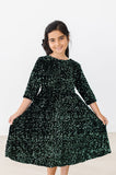 Hunter Green Velvet Sequin Dress - Aaria Tees Aaria Tees