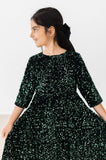 Hunter Green Velvet Sequin Dress - Aaria Tees Aaria Tees