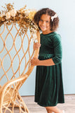 Hunter Green Velvet Twirl Dress - Aaria Tees Aaria Tees