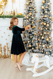 Hunter Green Velvet Twirl Dress - Aaria Tees Aaria Tees