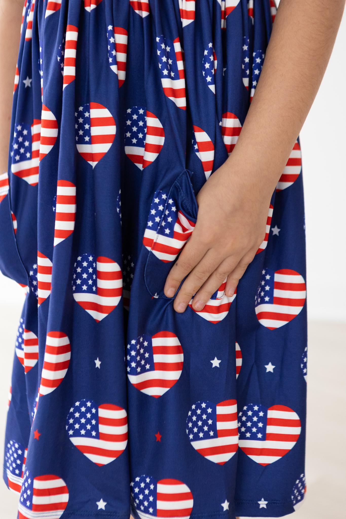I Heart the USA S/S Pocket Twirl Dress - Aaria Tees Aaria Tees