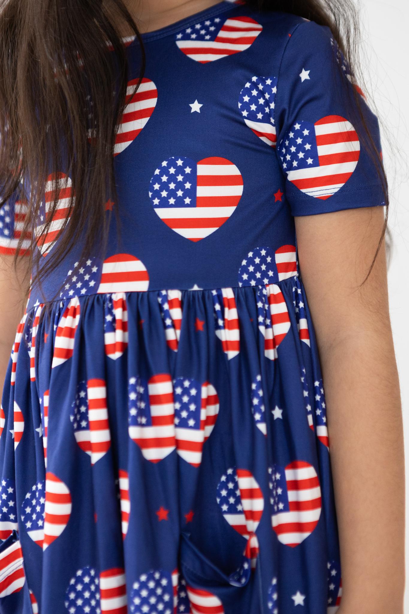 I Heart the USA S/S Pocket Twirl Dress - Aaria Tees Aaria Tees