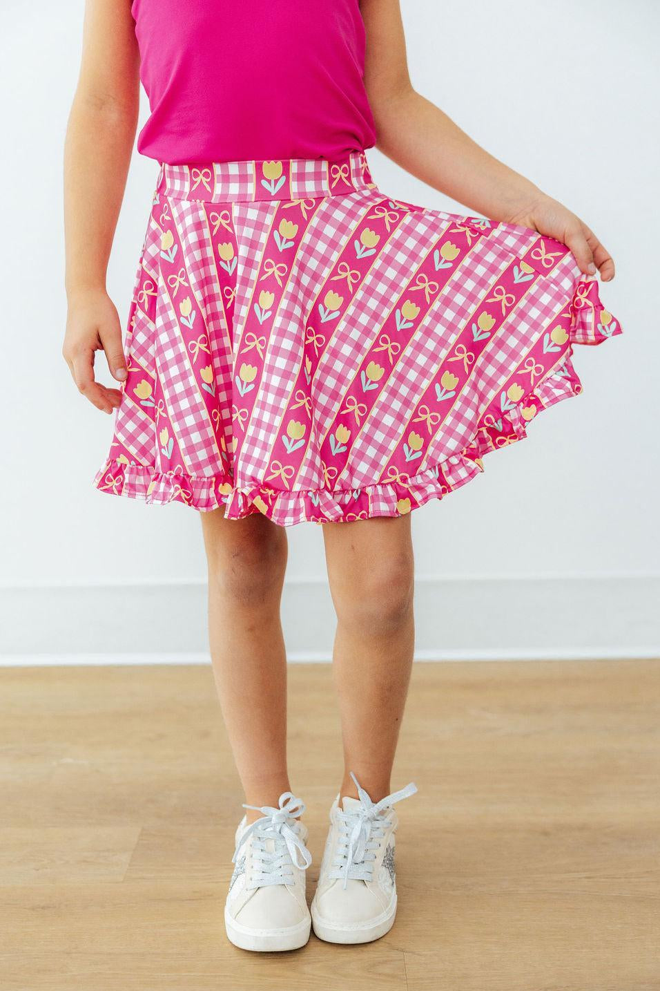 I Love You Tulip Much Ruffle Twirl Skort - Aaria Tees