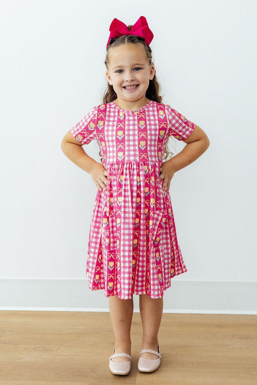 I Love You Tulip Much S/S Pocket Twirl Dress - Aaria Tees Aaria Tees