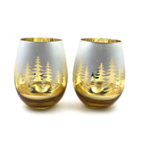 Gold Pine Tree Stemless Wine Glasses Aaria Tees