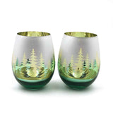 Green Pine Tree Stemless Wine Glasses Aaria Tees