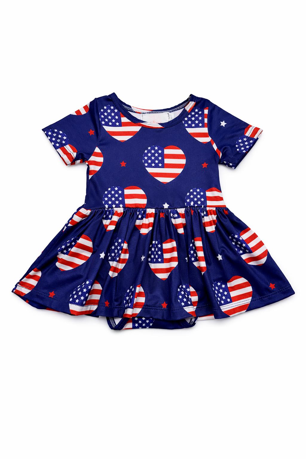 I Heart the USA S/S Twirl Bodysuit - Aaria Tees