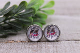 Football Mom - Leopard & Floral || 12mm Glass Stud Earrings || Hypoallergenic Aaria Tees