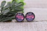 Football Mom - Pink || 12mm Glass Stud Earrings || Hypoallergenic Aaria Tees