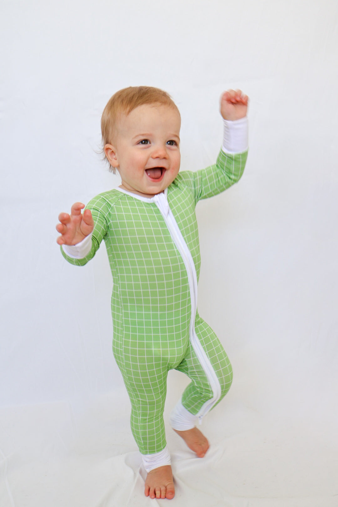 Green Grid Baby Romper - Aaria Tees