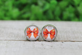 Basketball Bow 12mm Glass Stud Earrings Aaria Tees