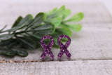 Purple Glitter Awareness Ribbon || Stud Earrings || Hypoallergenic Aaria Tees