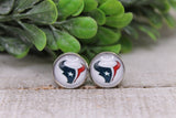 Texans Football || 12mm Glass Stud Earrings || Hypoallergenic Aaria Tees