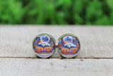 Denver Broncos Football City Glass Stud Earrings Aaria Tees
