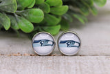 Seahawks Football || 12mm Glass Stud Earrings || Hypoallergenic Aaria Tees