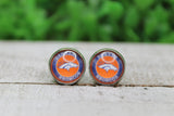 Broncos Football Circle Glass Stud Earrings Aaria Tees