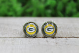 Packers Football Circle Glass Stud Earrings Aaria Tees