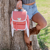 Seaside Sweetheart Fringe Backpack Gingham Aaria Tees