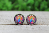 Beautiful Peacock Glass Stud Earrings Aaria Tees