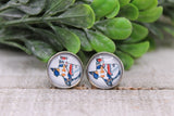 Rangers / Astros Baseball - State || 12mm Glass Stud Earrings || Hypoallergenic Aaria Tees