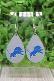 Lions Football on Gray Teardrop Earrings Aaria Tees